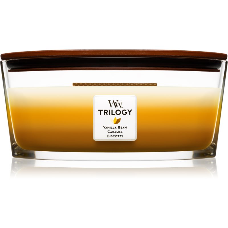 Woodwick Trilogy Café Sweets illatgyertya fa kanóccal (hearthwick) 453.6 g