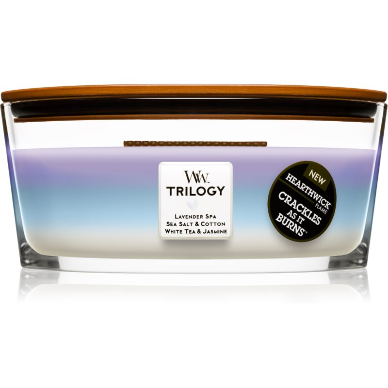 Woodwick Trilogy Calming Retreat illatgyertya fa kanóccal (hearthwick) 453.6 g-Ár