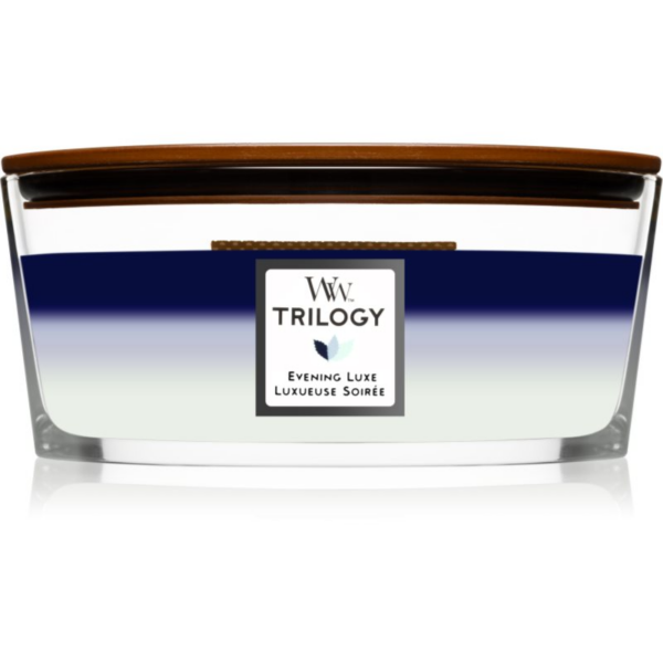 Woodwick Trilogy Evening Luxe illatgyertya fa kanóccal (hearthwick) 453