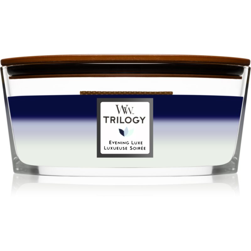 Woodwick Trilogy Evening Luxe illatgyertya fa kanóccal (hearthwick) 453