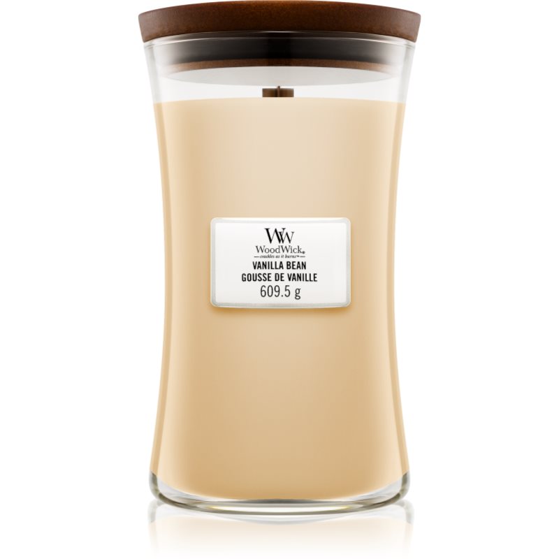 Woodwick Vanilla Bean illatgyertya fa kanóccal 609