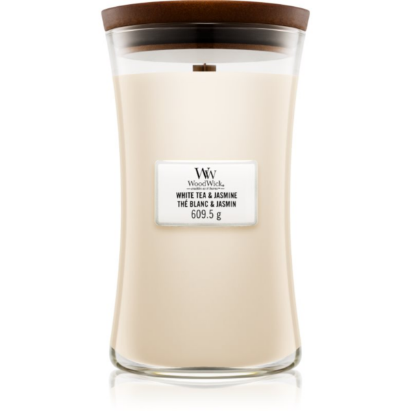 Woodwick White Tea & Jasmine illatgyertya fa kanóccal 609.5 g-Eredeti