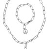 Y Chain Peace Necklace and Bracelet - Silver Color