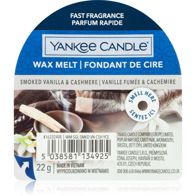 Yankee Candle Smoked Vanilla & Cashmere illatos viasz aromalámpába 22 g-Ár
