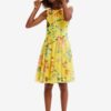 Yellow Girly Floral Dress Desigual Gardenia - Girls