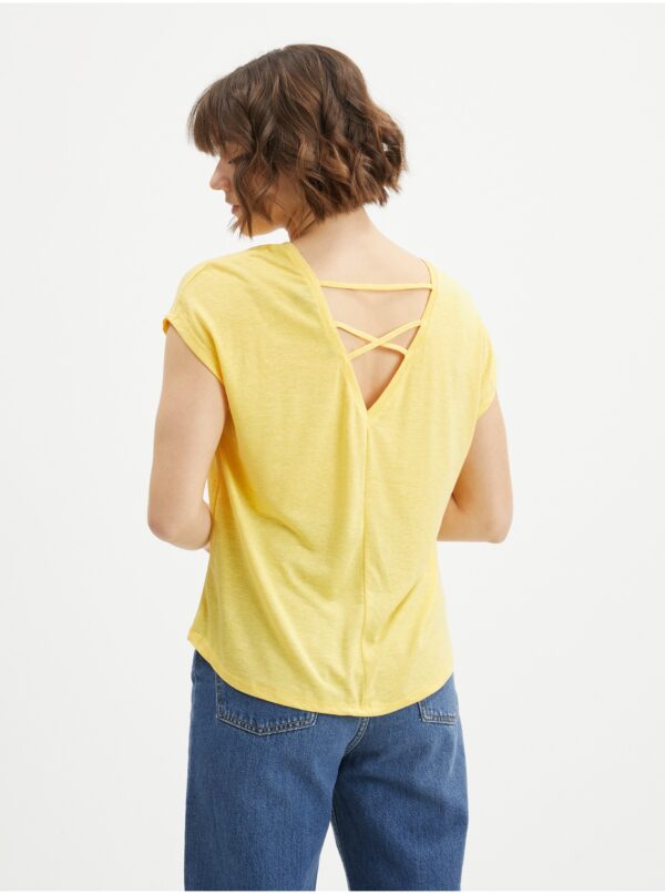 Yellow T-shirt with back neckline VERO MODA Ulja June - Women's