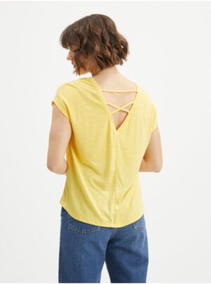 Yellow T-shirt with back neckline VERO MODA Ulja June - Women's