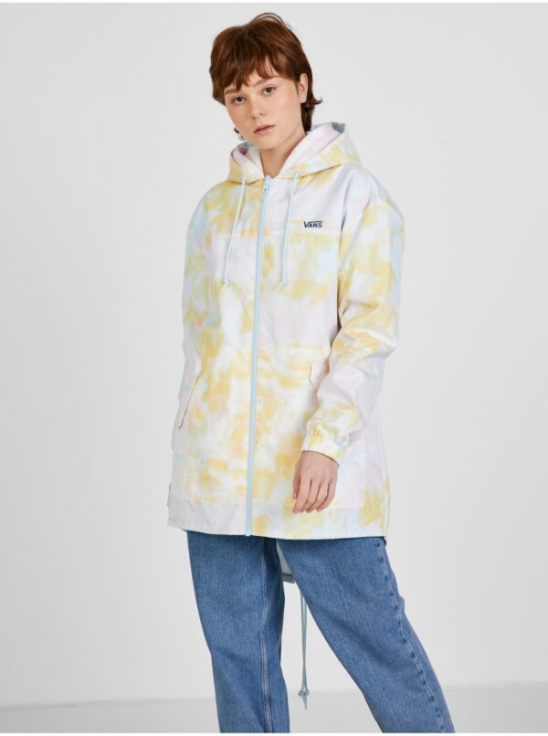 Yellow-White Women's Patterned Reversible Lightweight Hooded Jacket VANS - Ladies