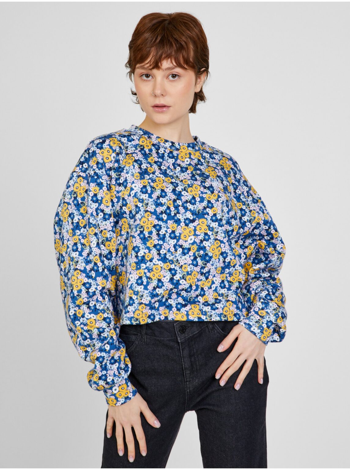 Yellow-blue women's patterned sweatshirt VANS - Ladies