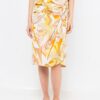 Yellow-cream patterned skirt CAMAIEU - Ladies