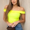 Yellow neon blouse with frills