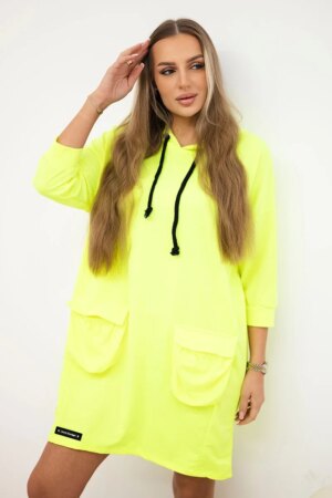 Yellow neon dress with hood