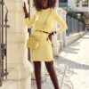 Yellow set made of ribbed Fasardi fabric