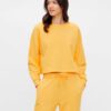 Yellow sweatshirt with inscription Pieces Ulrikka - Women