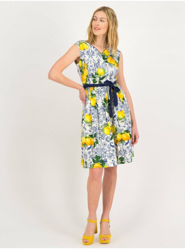 Yellow-white patterned dress Blutsgeschwister - Women