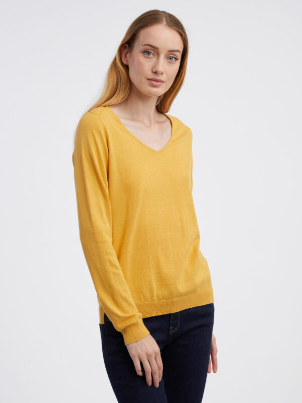 Yellow women's basic sweater CAMAIEU