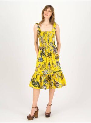 Yellow women's floral dress Blutsgeschwister Seaside Picknick Love - Women's