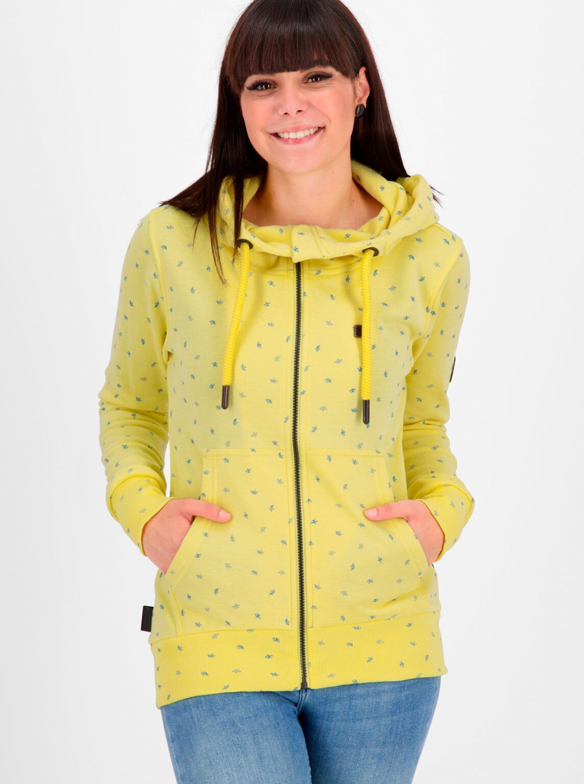 Yellow women's patterned hoodie Alife and Kickin - Women