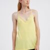 Yellow women's tank top with lace CAMAIEU - Women's