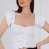 Z2008 DEWBERRY LADIES CROCHET BLOUSE-WHITE