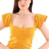 Z2008 DEWBERRY LADIES' CROP BLOUSE-MUSTARD