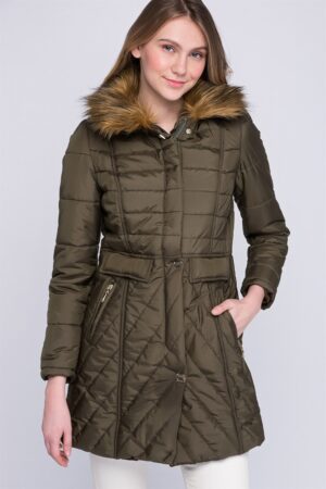 Z6430 DEWBERRY WOMEN'S COAT-KHAKI