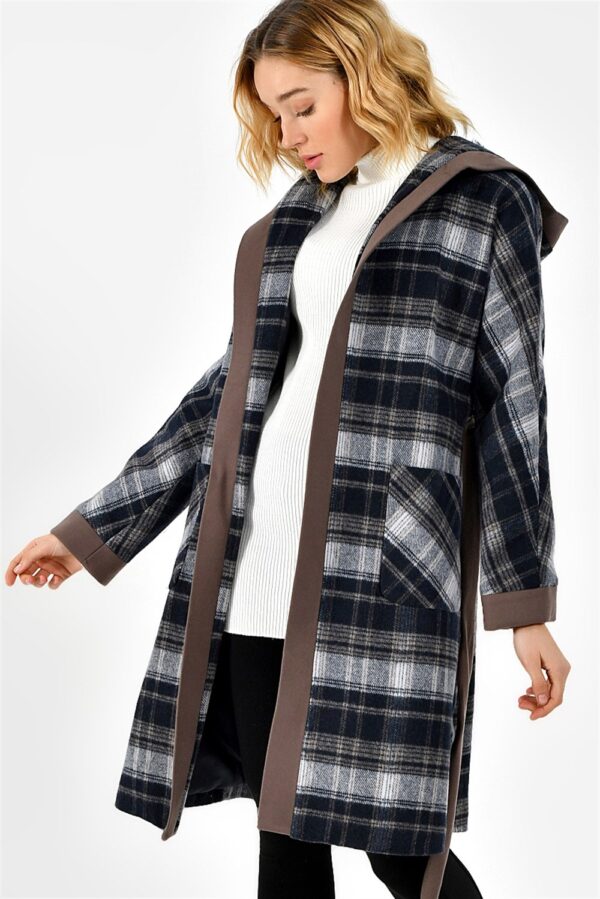 Z6605 DEWBERRY LADIES' COAT-PLAID COFFEE