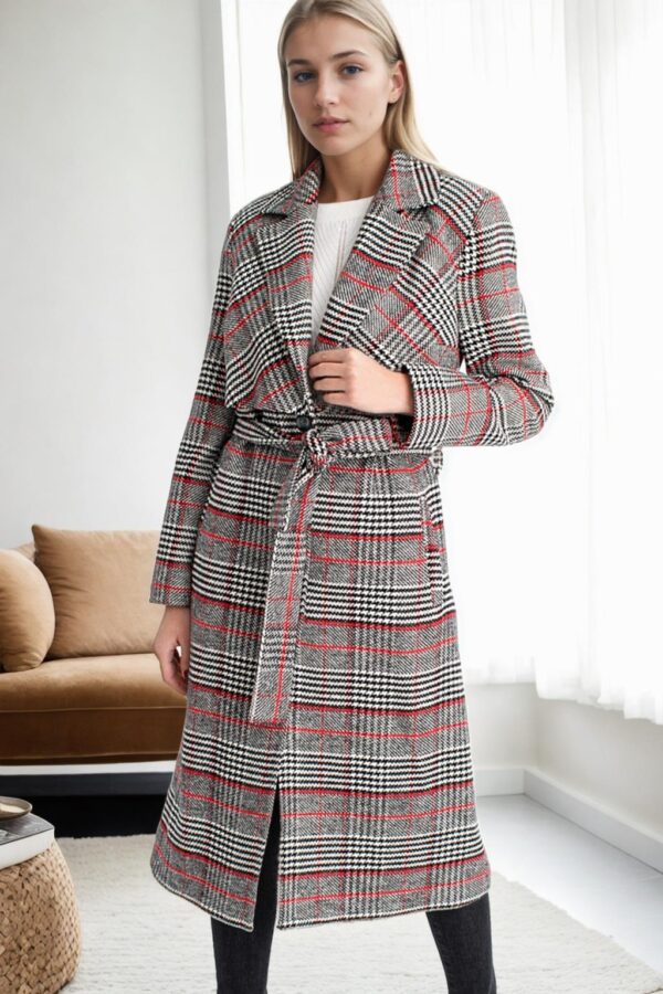 Z6622 DEWBERRY PLAID WOMEN'S COAT-PLAID 1