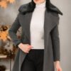 Z6643 DEWBERRY WOMEN'S COAT-FLAT OPEN ANTHRACITE