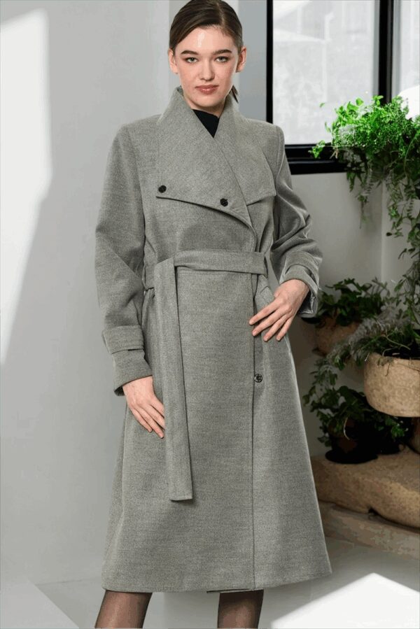 Z6645 DEWBERRY WOMEN'S COAT-PLAIN GREY