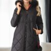 Z6646 DEWBERRYN FUR POMPOM LADIES' COAT-BLACK-1