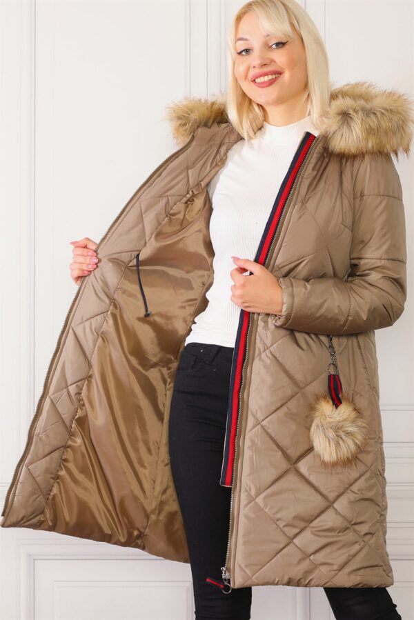 Z6646 DEWBERRYN WOMEN'S COAT WITH FUR POMPOMS-VISION