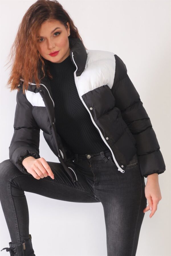 Z6649 DEWBERRY LADIES COAT-BLACK-WHITE