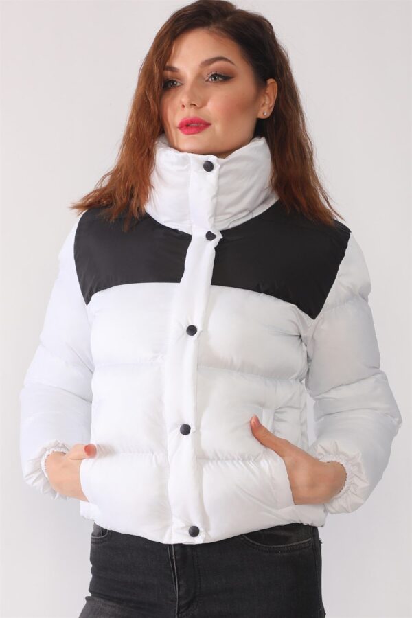 Z6649 DEWBERRY LADIES' COAT-WHITE-BLACK