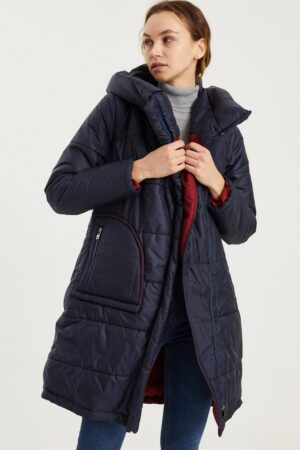 Z6652 DEWBERRY WOMEN'S COAT-NAVY BLUE
