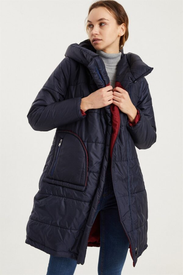 Z6652 DEWBERRY WOMEN'S COAT-NAVY BLUE