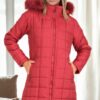 Z6653 DEWBERRY LADIES' COAT-BURGUNDY-1
