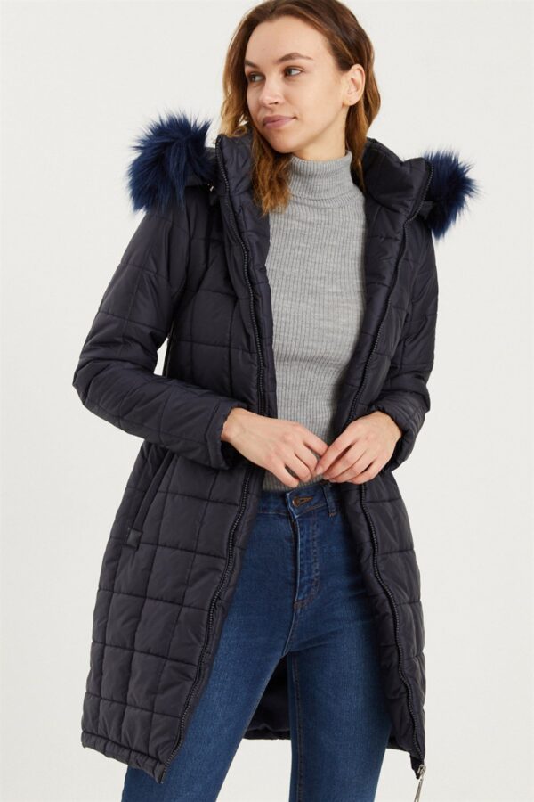 Z6653 DEWBERRY WOMEN'S COAT-NAVY BLUE