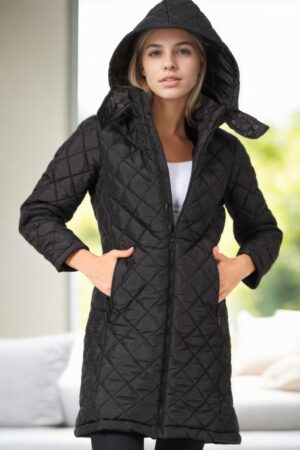 Z6654 DEWBERRY WOMEN'S COAT-BLACK-1