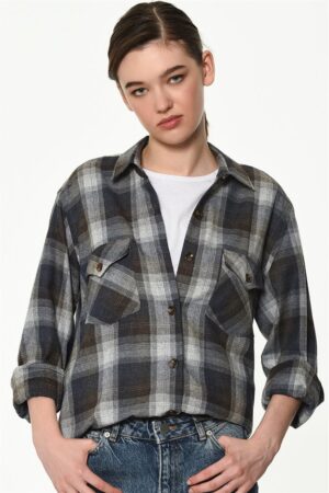 Z6664 DEWBERRY LADIES SHIRT-COFFEE