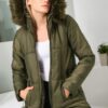 Z6668 DEWBERRY WOMEN'S COAT-PLAIN KHAKI