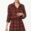 Z6669 DEWBERRY WOMEN'S SHIRT-RED-NAVY BLUE