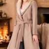 Z6671 DEWBERRY WOMEN'S COAT-PLAIN BEIGE
