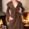 Z6679 DEWBERRY LADIES' COAT-PLAIN BROWN