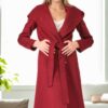 Z6679 DEWBERRY LADIES' COAT-PLAIN BURGUNDY