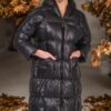 Z6680 DEWBERRY LADIES' INFLATABLE COAT-PLAIN BLACK