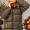 Z6682 DEWBERRY WOMEN'S COAT-PLAIN KHAKI