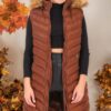 Z6684 DEWBERRY LADIES VEST-FLAT LIGHT BROWN