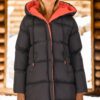 Z6687 DEWBERRY WOMEN'S COAT-BLACK-ORANGE-1