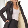 Z6689 DEWBERRY LADIES COAT WITH LAMB-BLACK-1